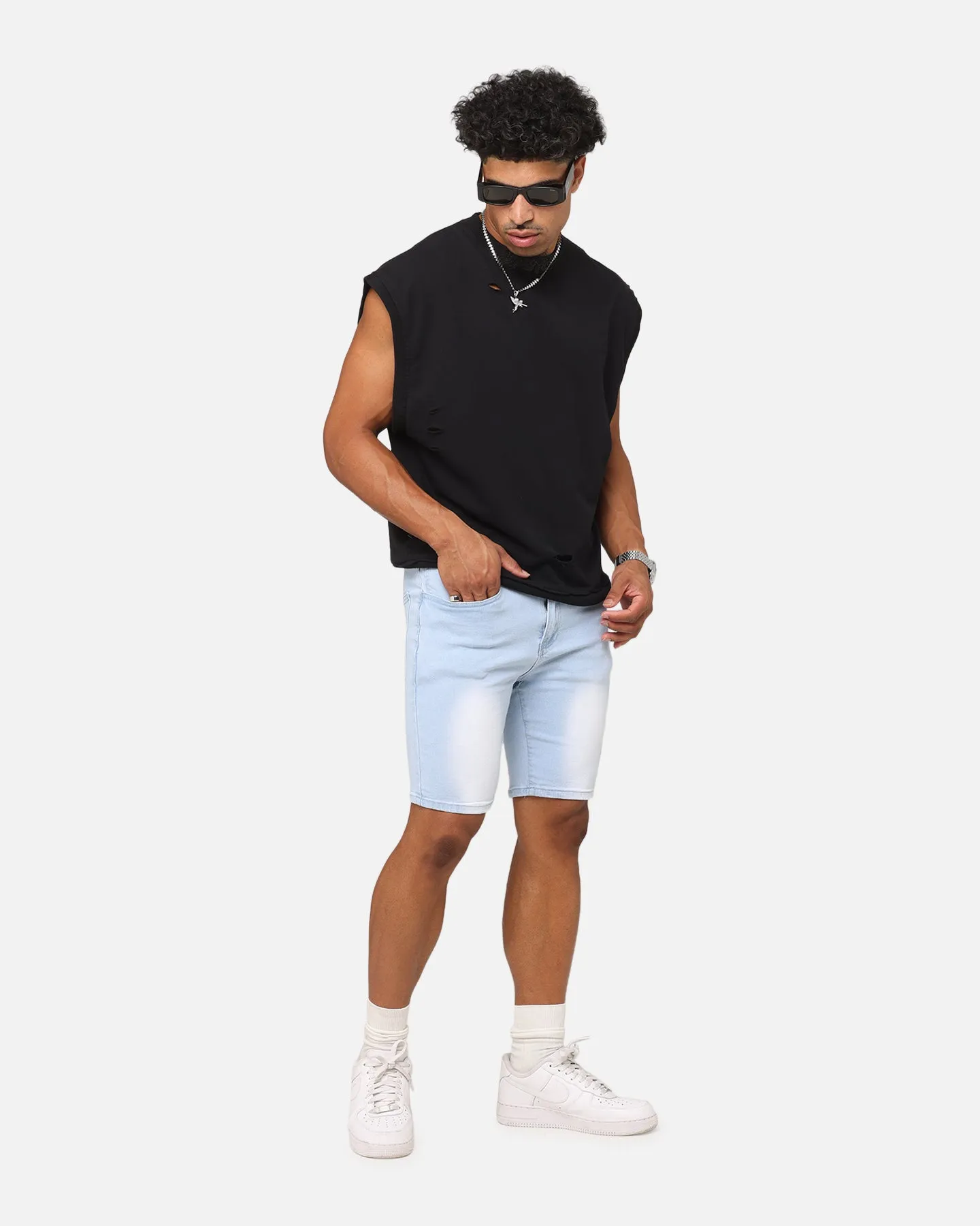Saint Morta Dynasty Denim Shorts Pale Blue