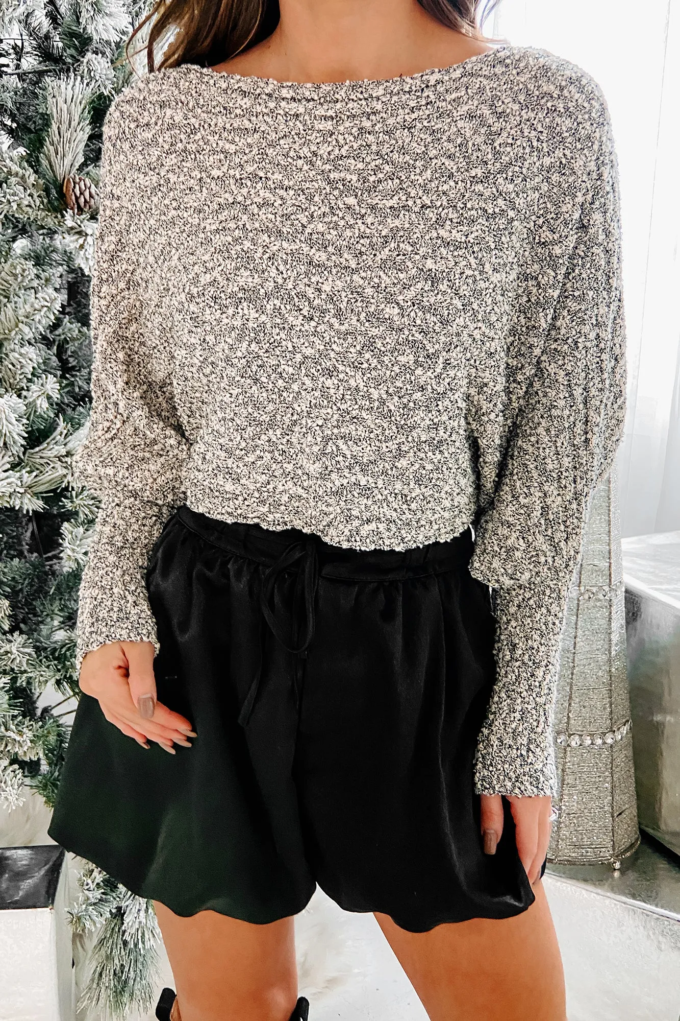 Say It Sweetly Textured Dolman Sleeve Sweater (Black)
