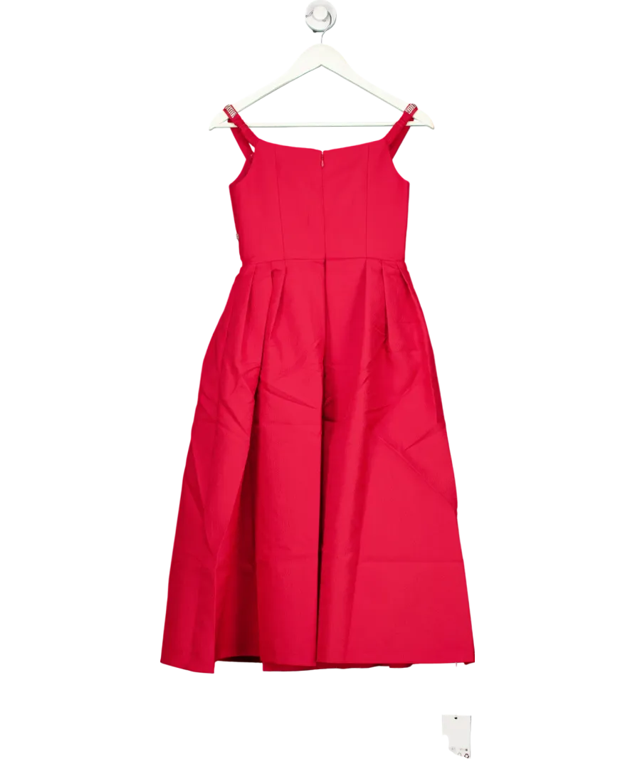 Self-Portrait Bow-embellished Midi Dress In Red UK 8