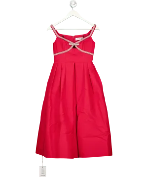 Self-Portrait Bow-embellished Midi Dress In Red UK 8