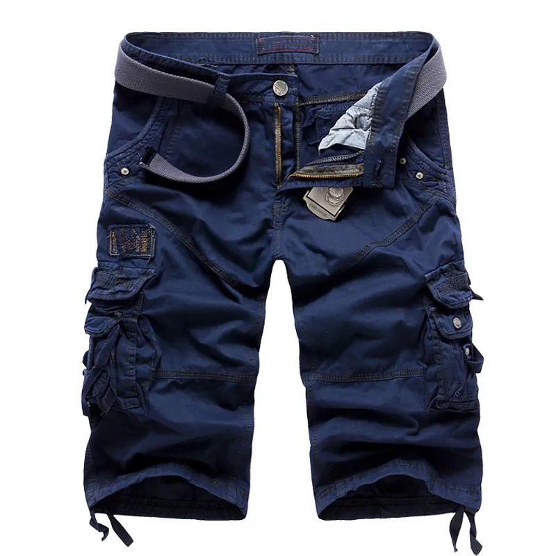 Short cargo droit en coton vintage (ceinture exclue)