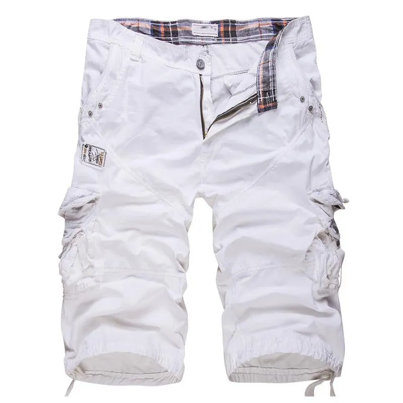Short cargo droit en coton vintage (ceinture exclue)