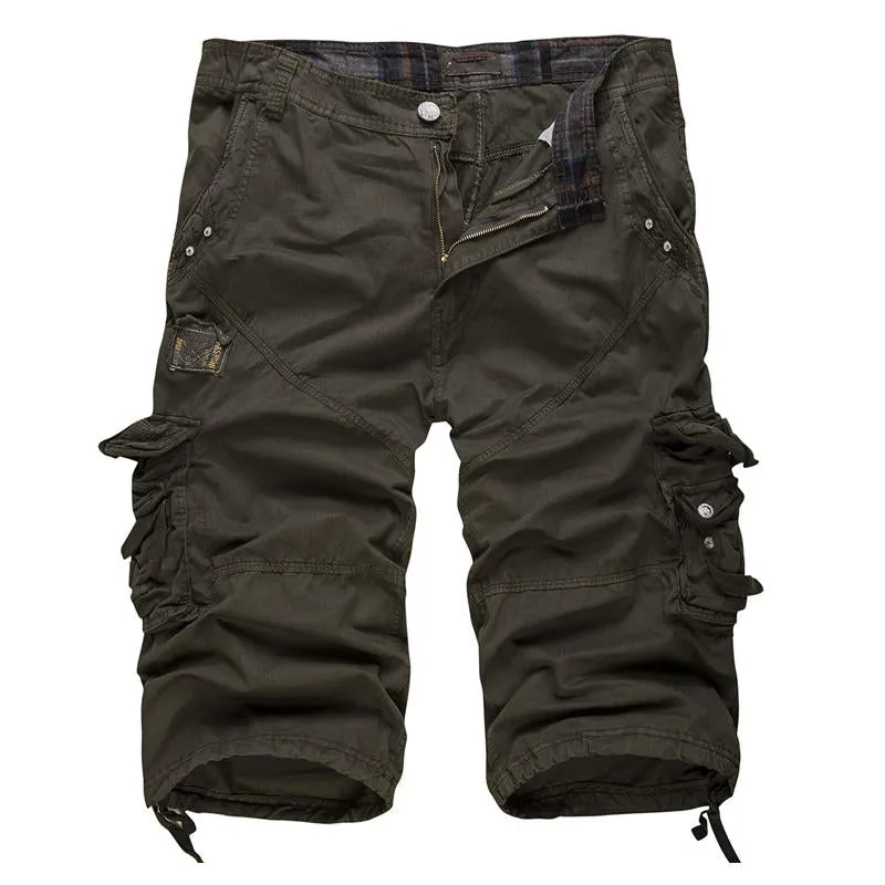 Short cargo droit en coton vintage (ceinture exclue)