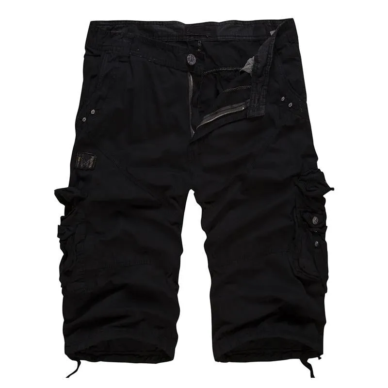Short cargo droit en coton vintage (ceinture exclue)