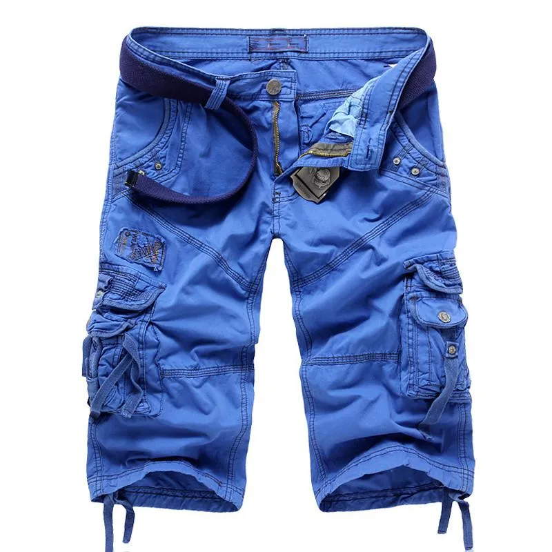 Short cargo droit en coton vintage (ceinture exclue)