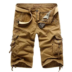 Short cargo droit en coton vintage (ceinture exclue)