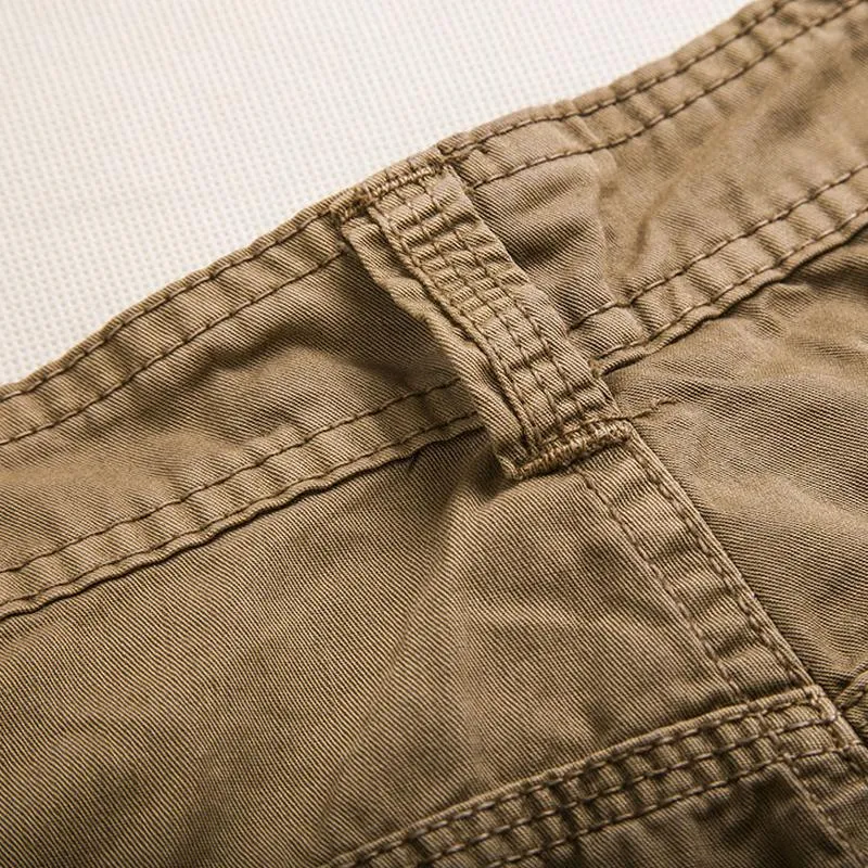 Short cargo droit en coton vintage (ceinture exclue)
