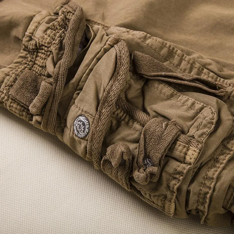 Short cargo droit en coton vintage (ceinture exclue)