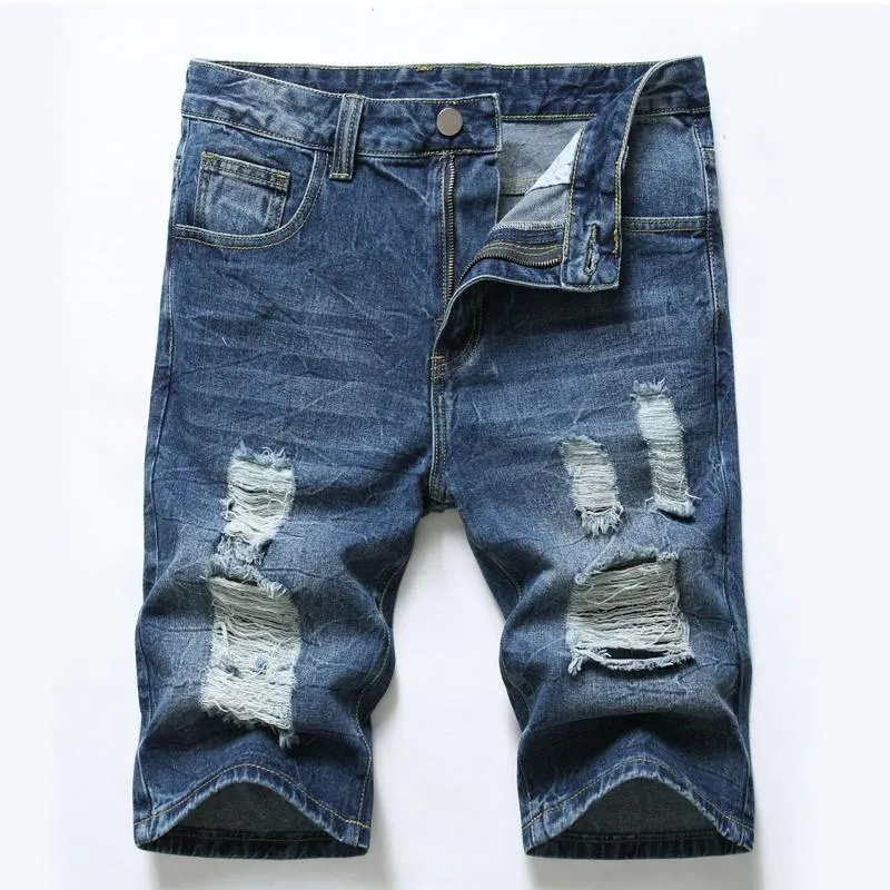 Short denim déchiré vintage pour homme