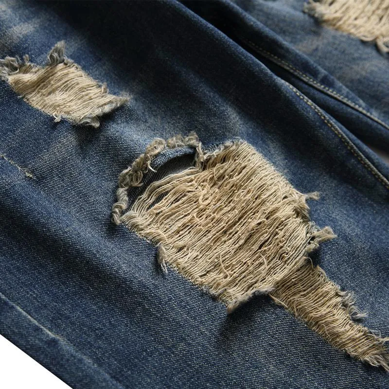 Short denim déchiré vintage pour homme