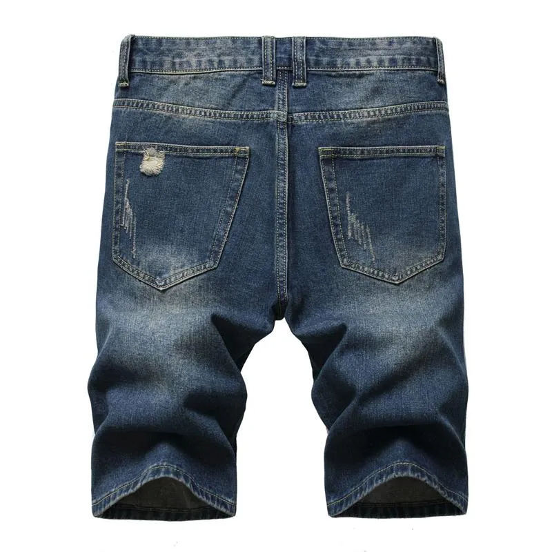 Short denim déchiré vintage pour homme