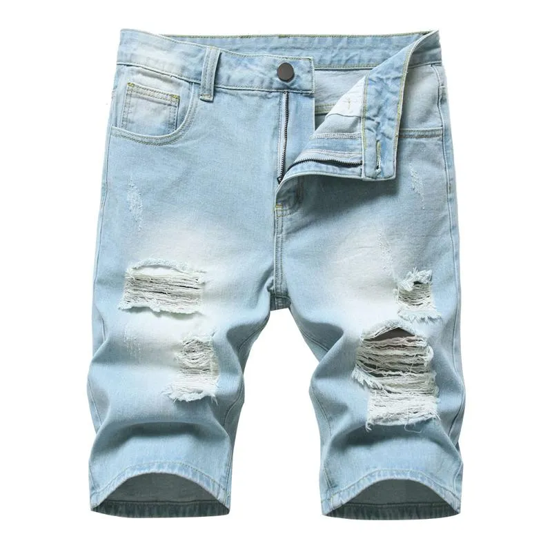 Short denim déchiré vintage pour homme
