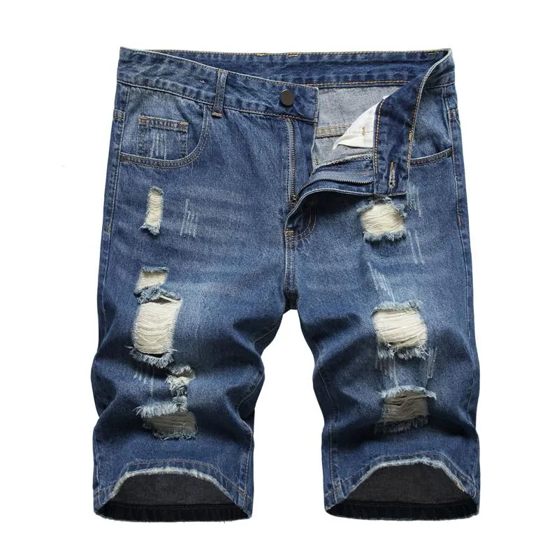 Short denim déchiré vintage pour homme