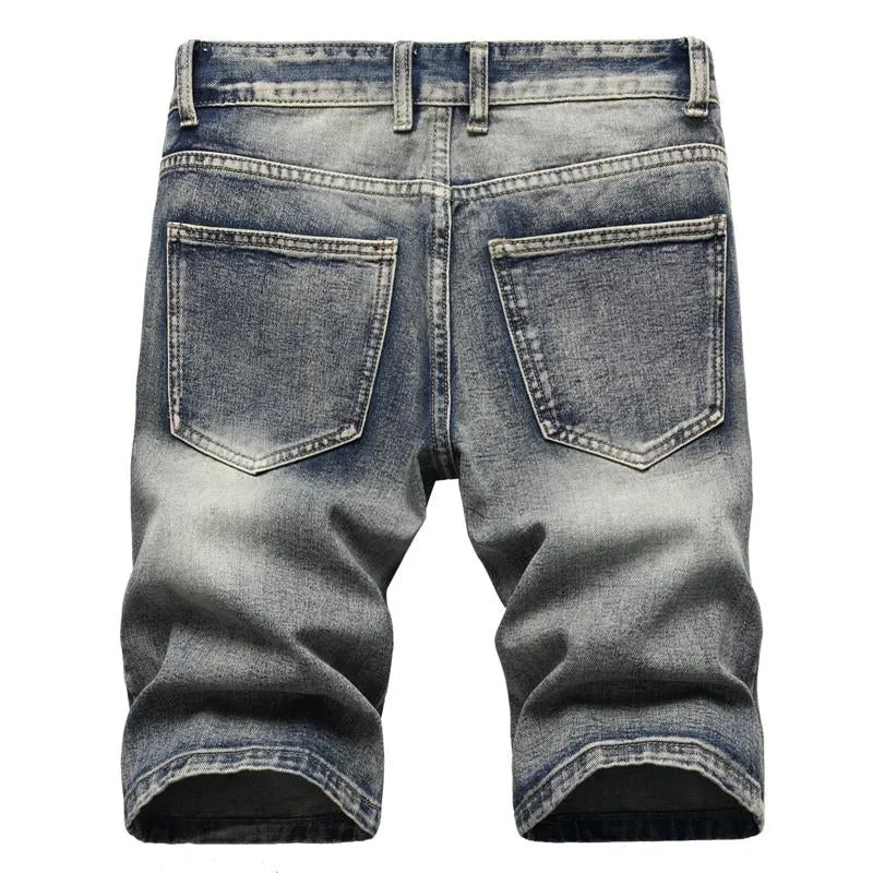 Short denim déchiré vintage pour homme