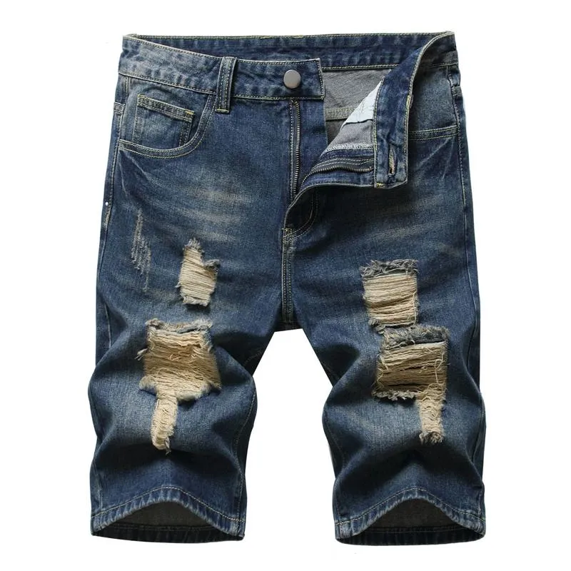 Short denim déchiré vintage pour homme