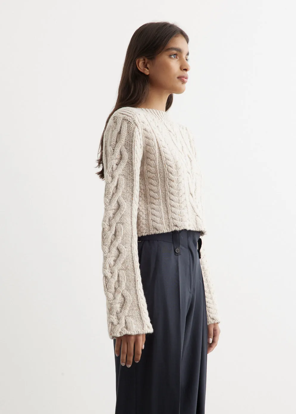 Short Pretzel Knit Sweater