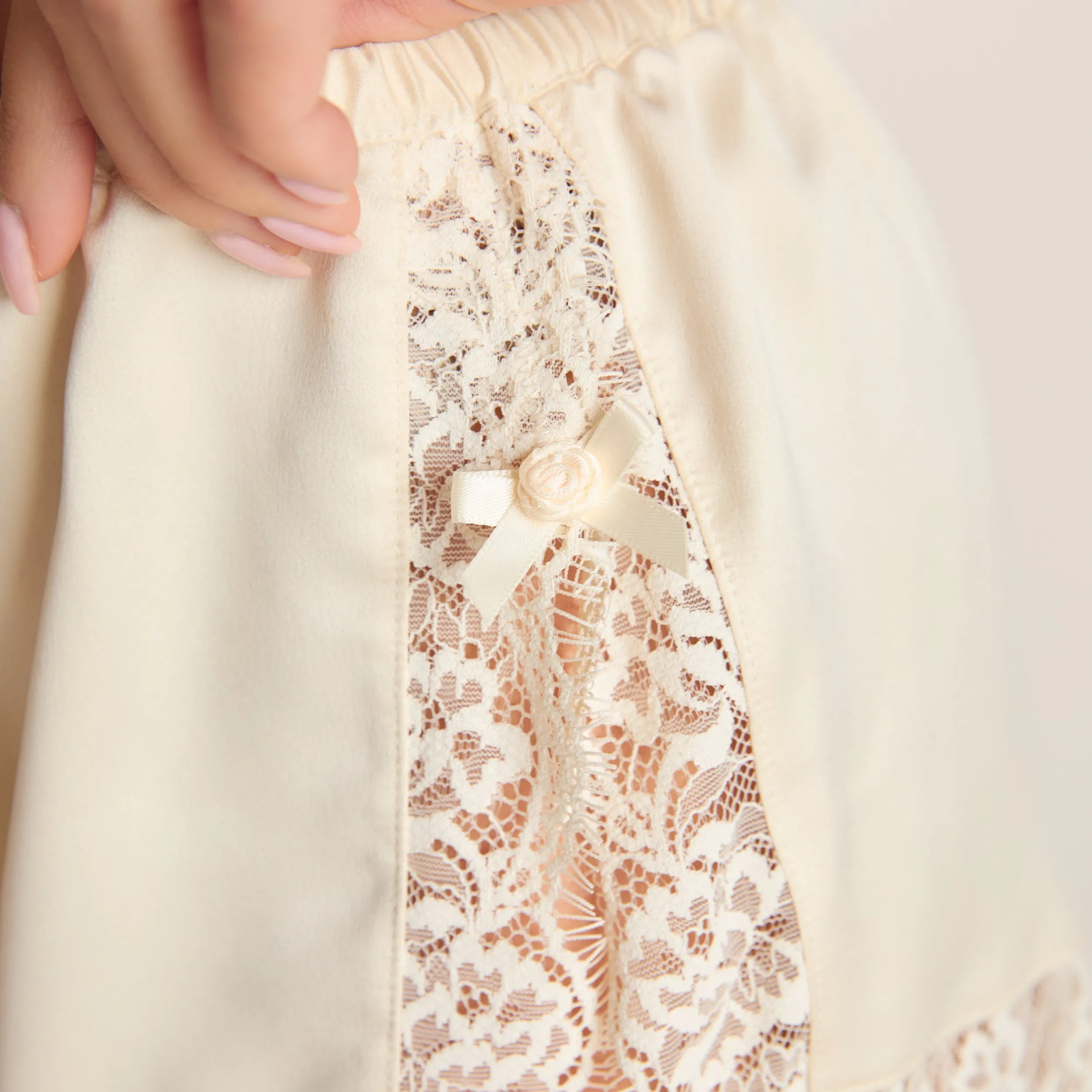 Shorts de Pyjama Satiné Caro - Crème