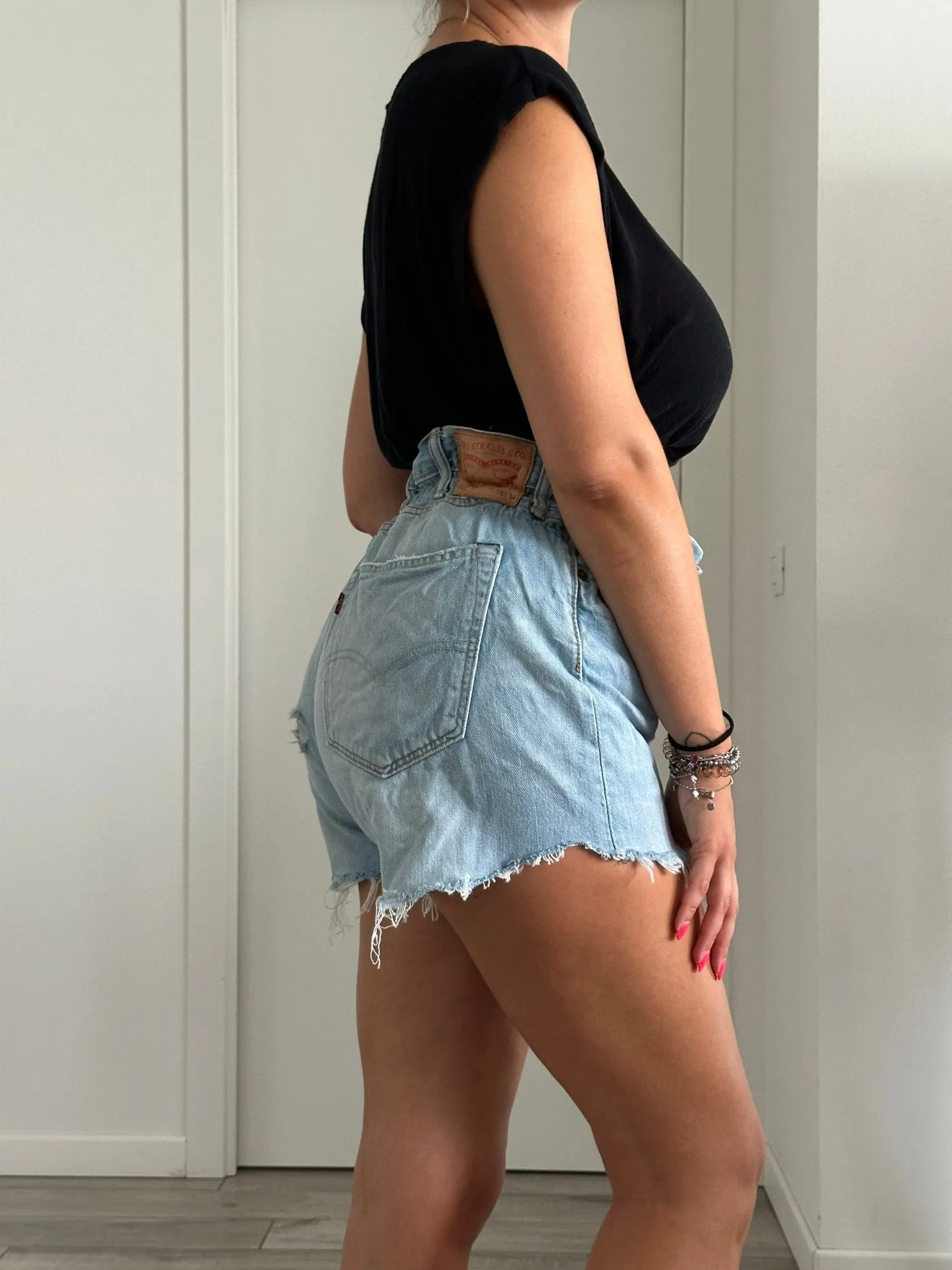 Shorts Levi's Vintage denim sfrangiati a caramella