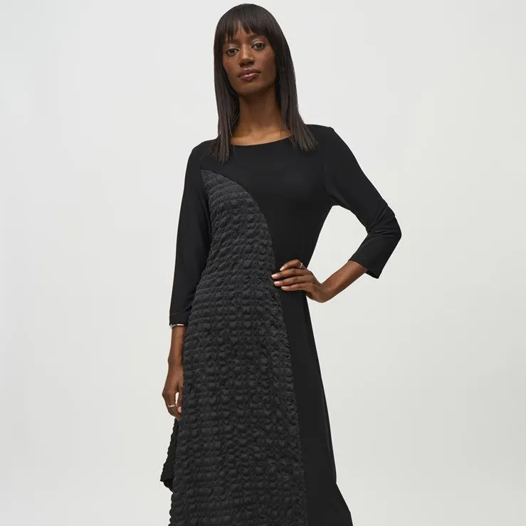 Silky Knit And Jacquard Handkerchief Dress by Joseph Ribkoff- Iguana
