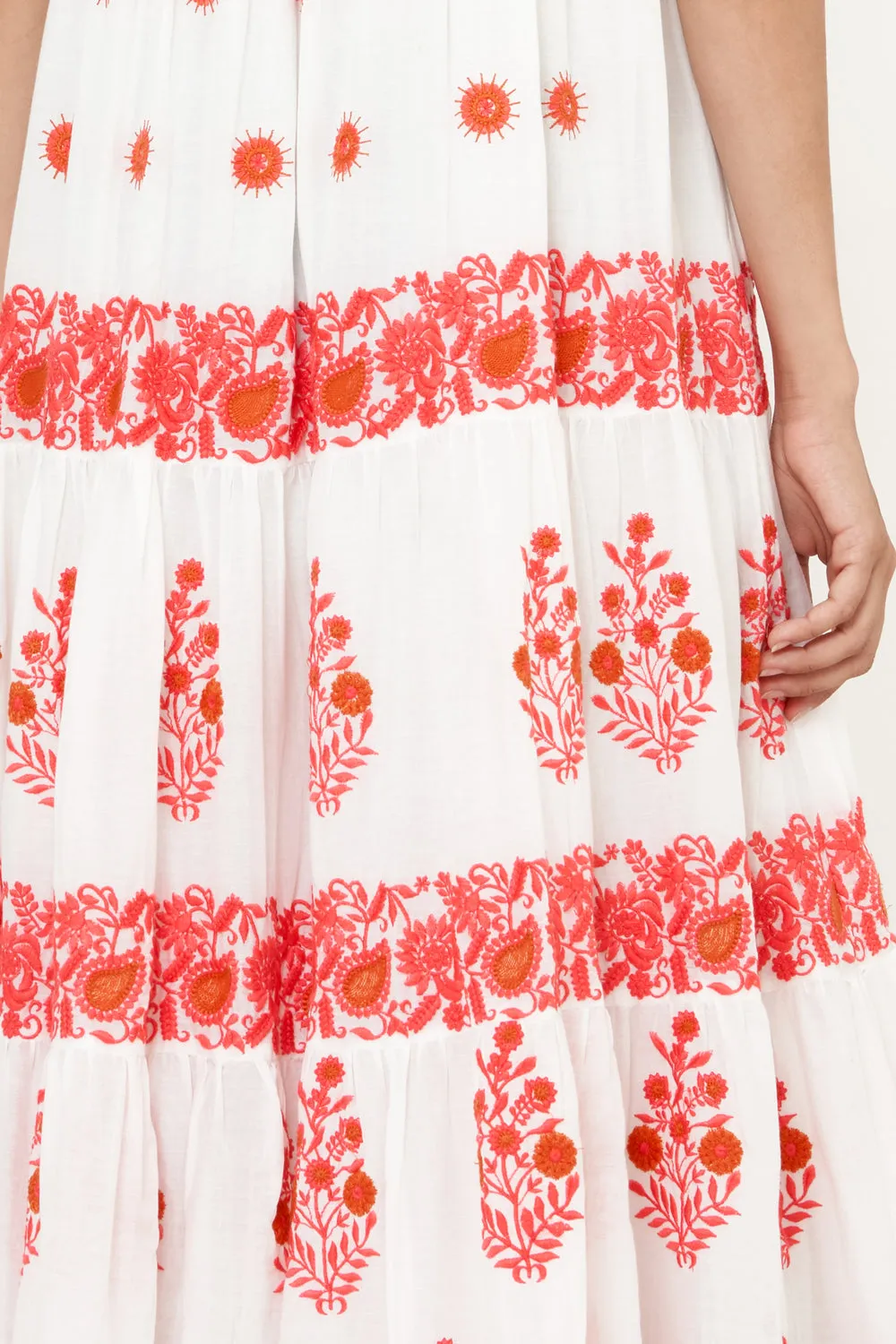 Sleeveless Smocked Maxi Dress in Calistoga Coral by Oliphant
