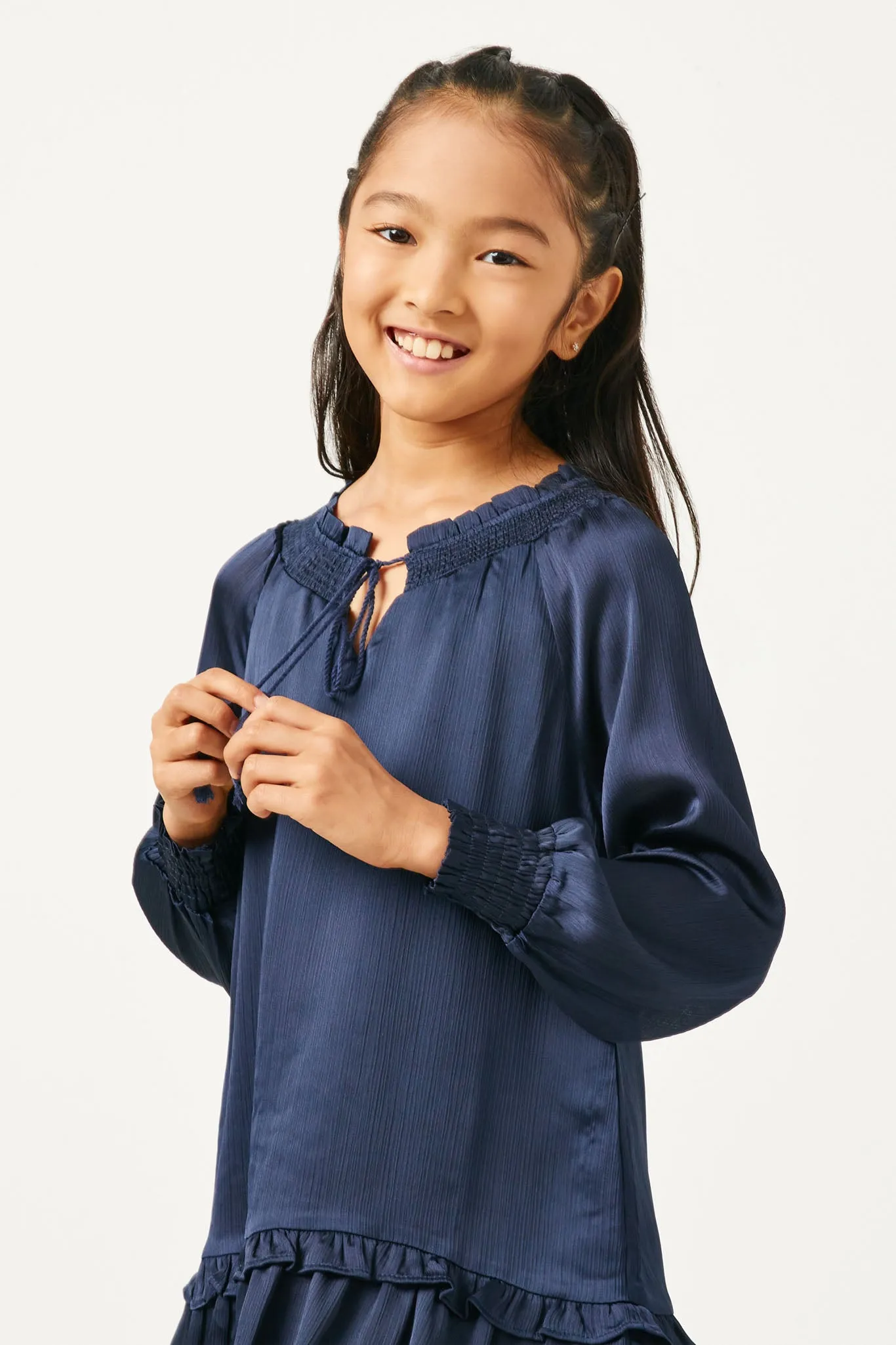 Smocked Satin Dress