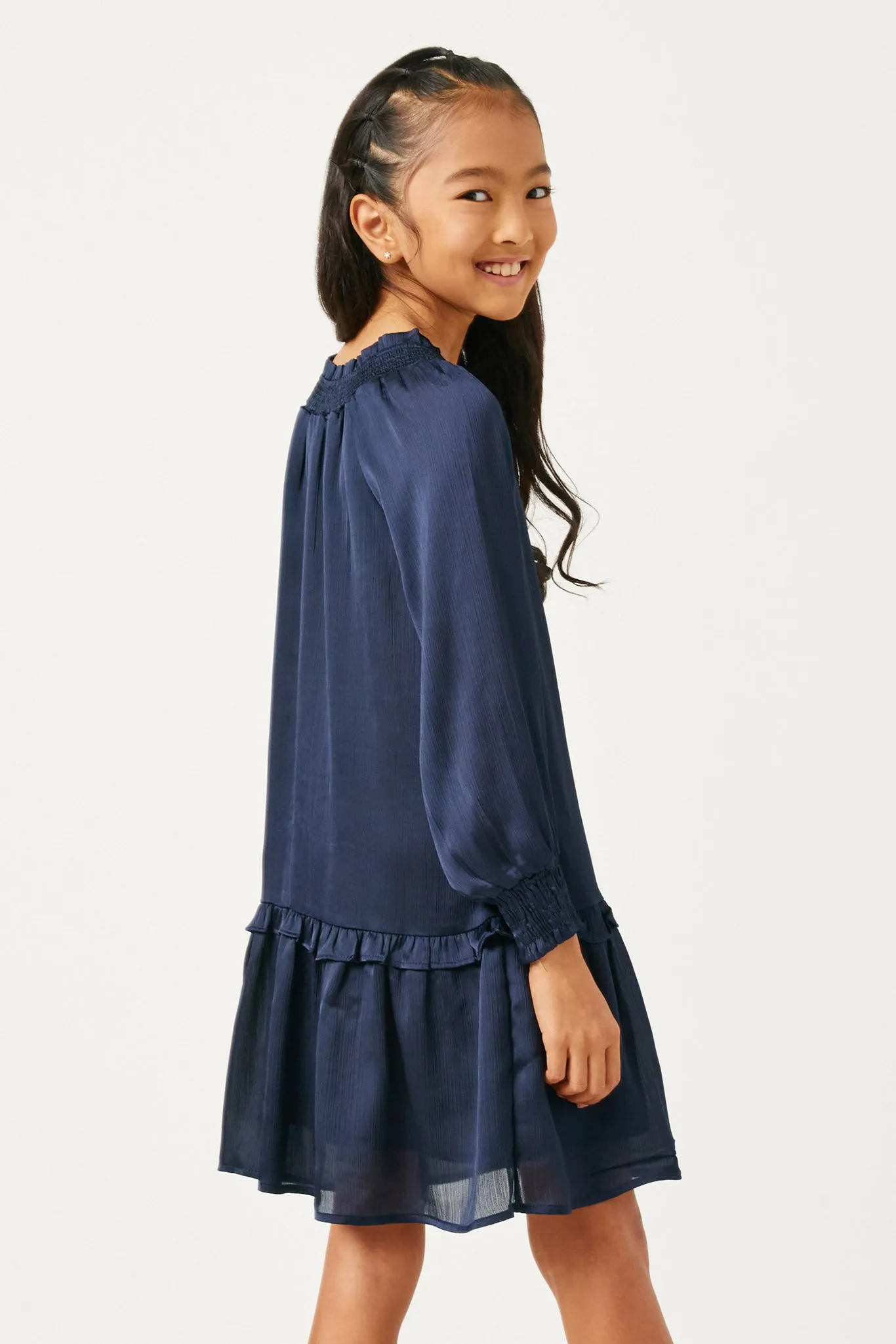 Smocked Satin Dress