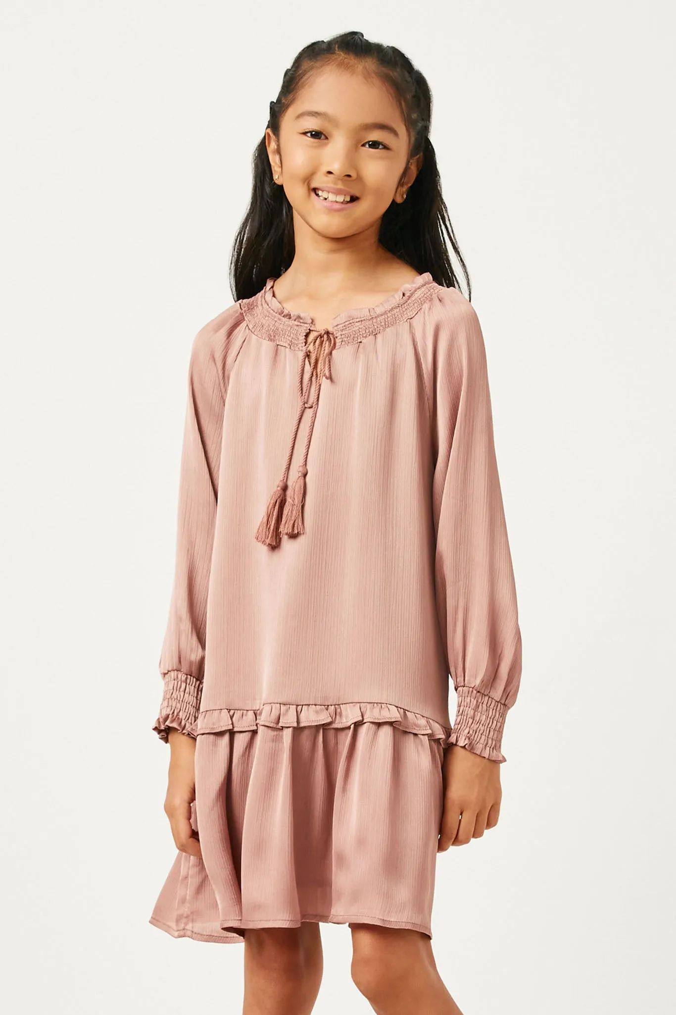 Smocked Satin Dress