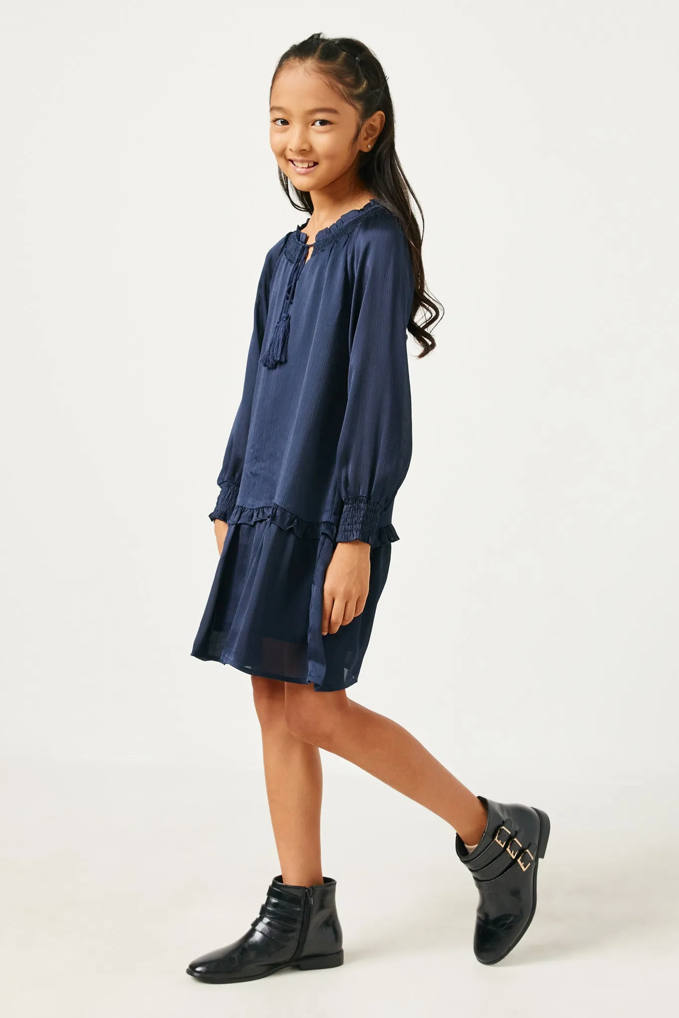 Smocked Satin Dress