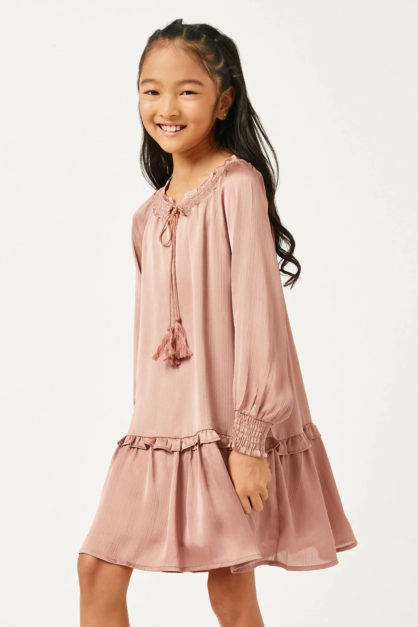 Smocked Satin Dress