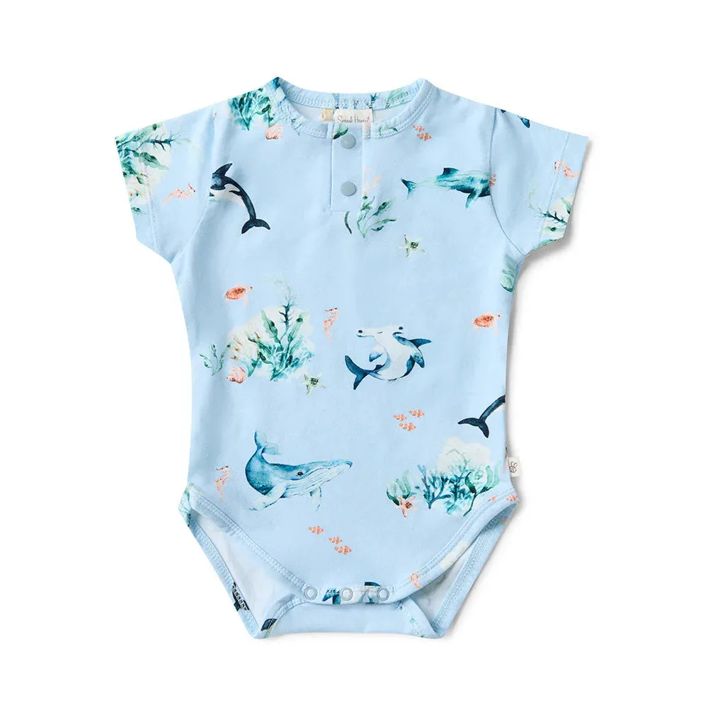 Snuggle Hunny Organic Short Sleeve Bodysuit - Blue Ocean