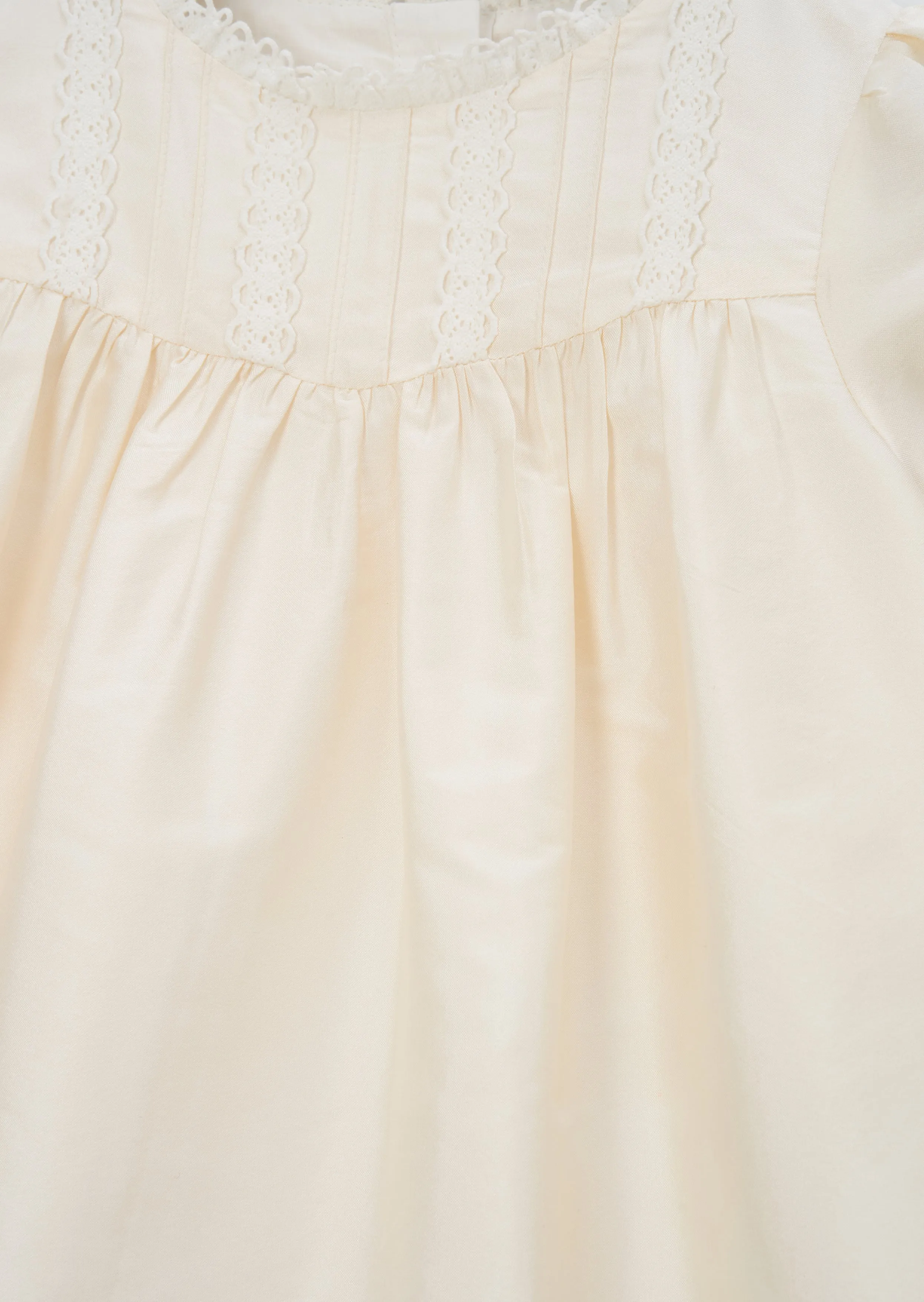 Sofia Ivory Tafetta Lace Trim Dress