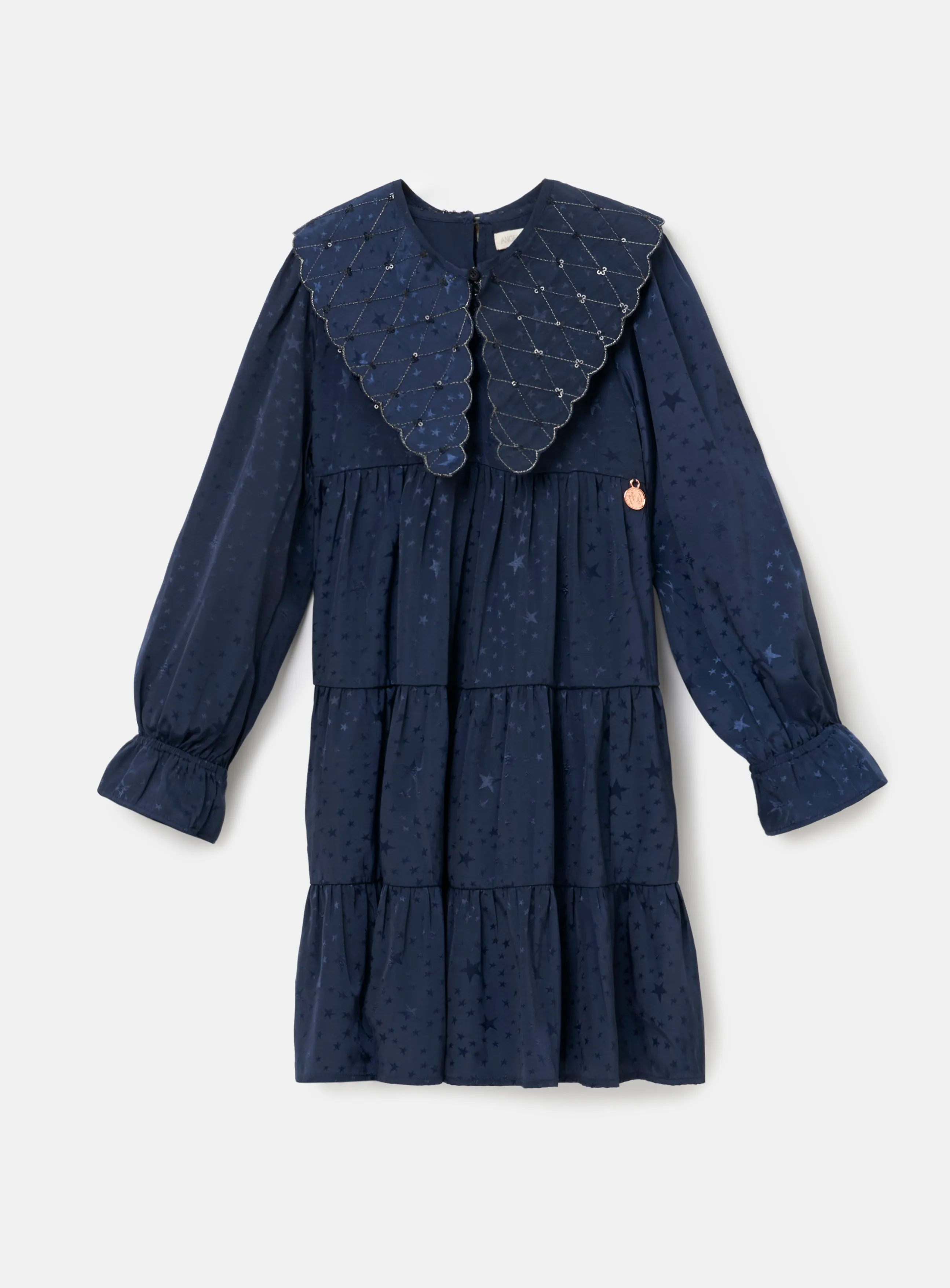 Sophia Navy Jacquard Star Dress