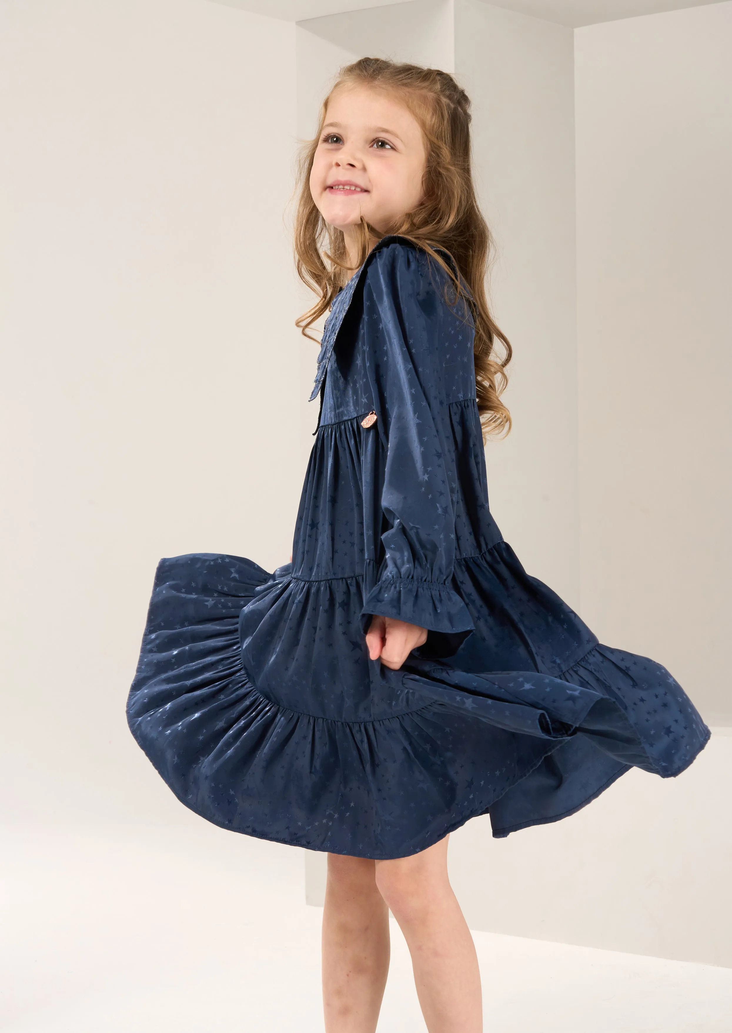 Sophia Navy Jacquard Star Dress