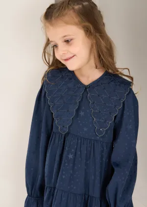 Sophia Navy Jacquard Star Dress