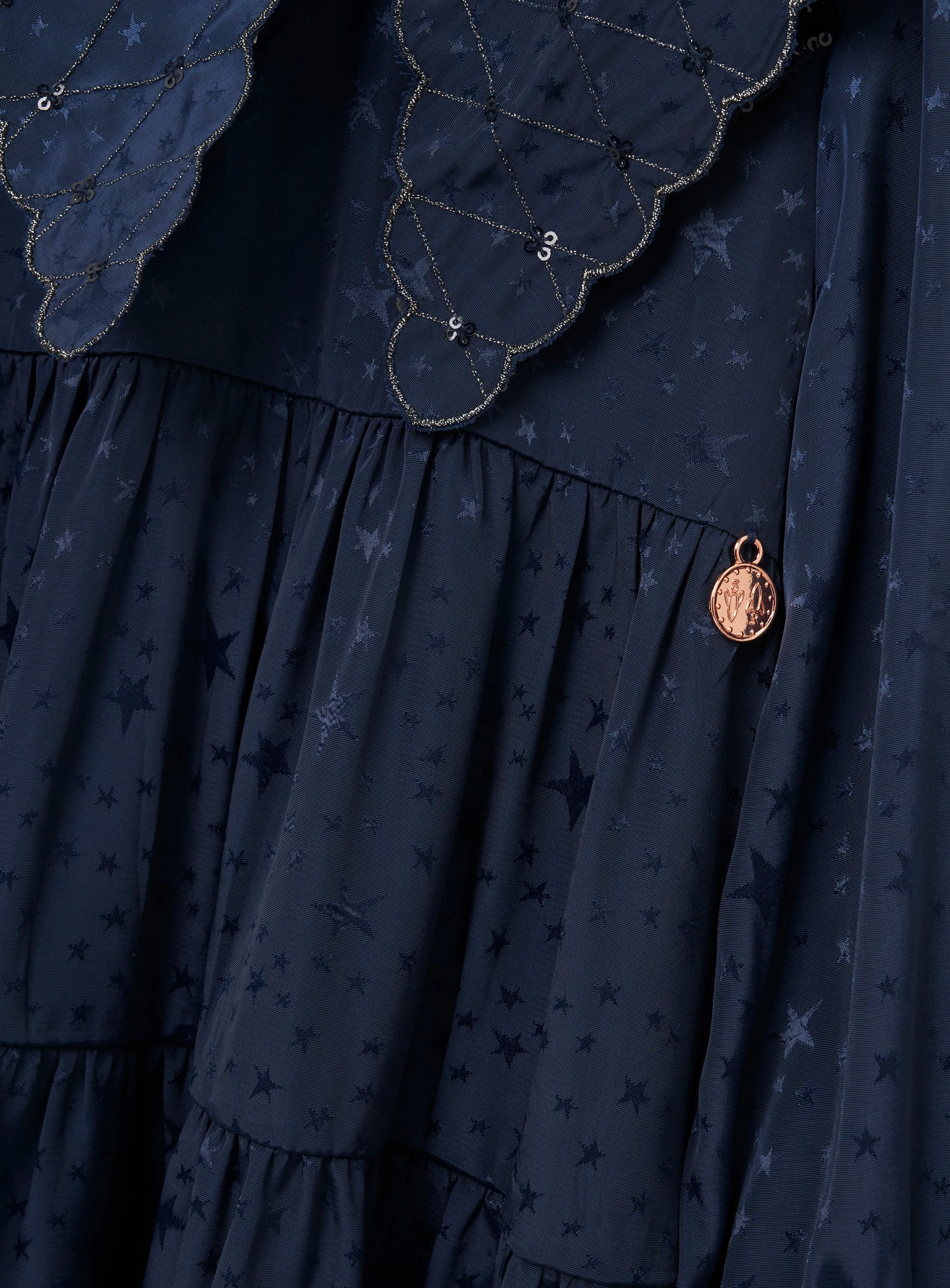 Sophia Navy Jacquard Star Dress