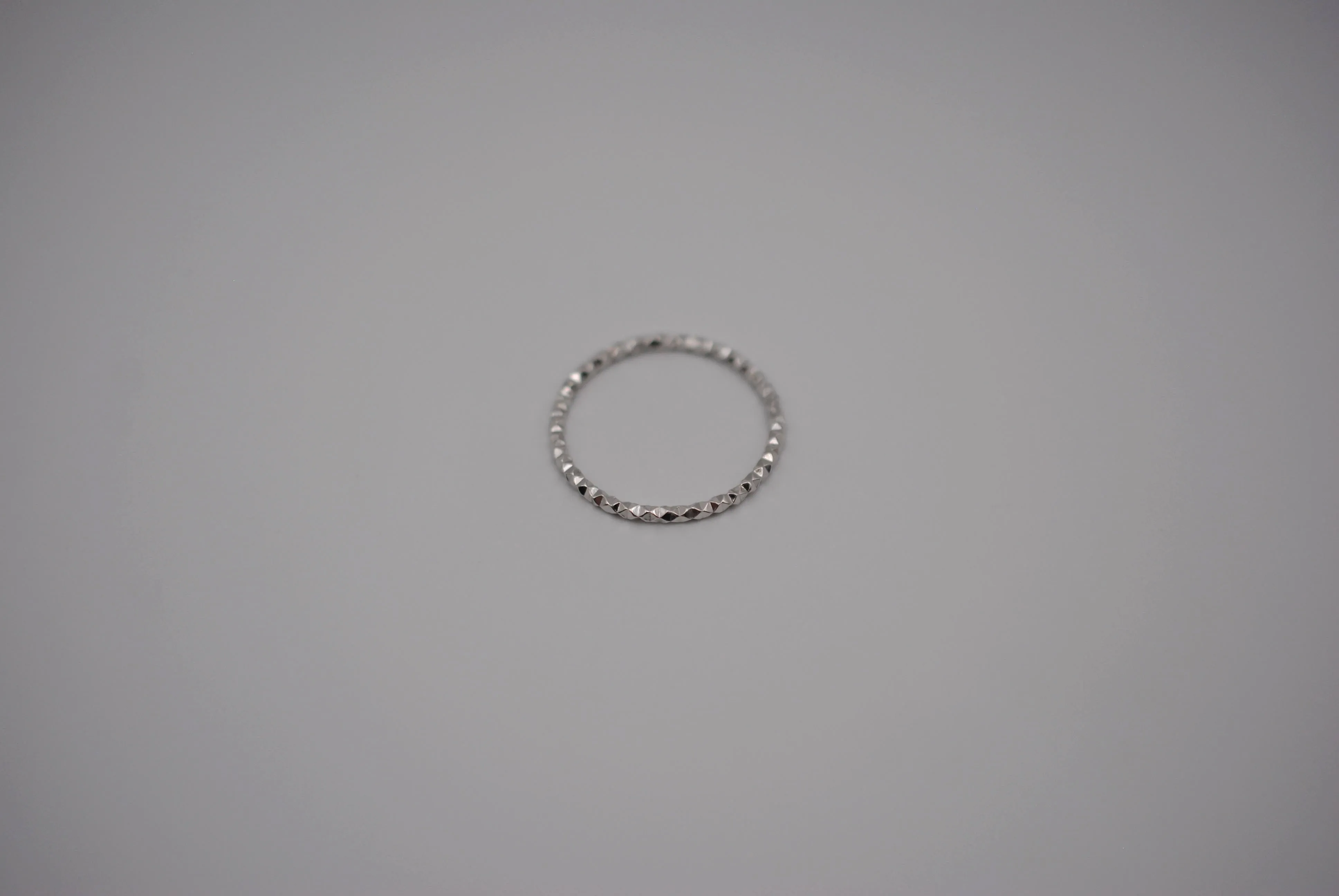 Stacking Ring: Sparkle Texture, Rhodium Finish, Medium Width