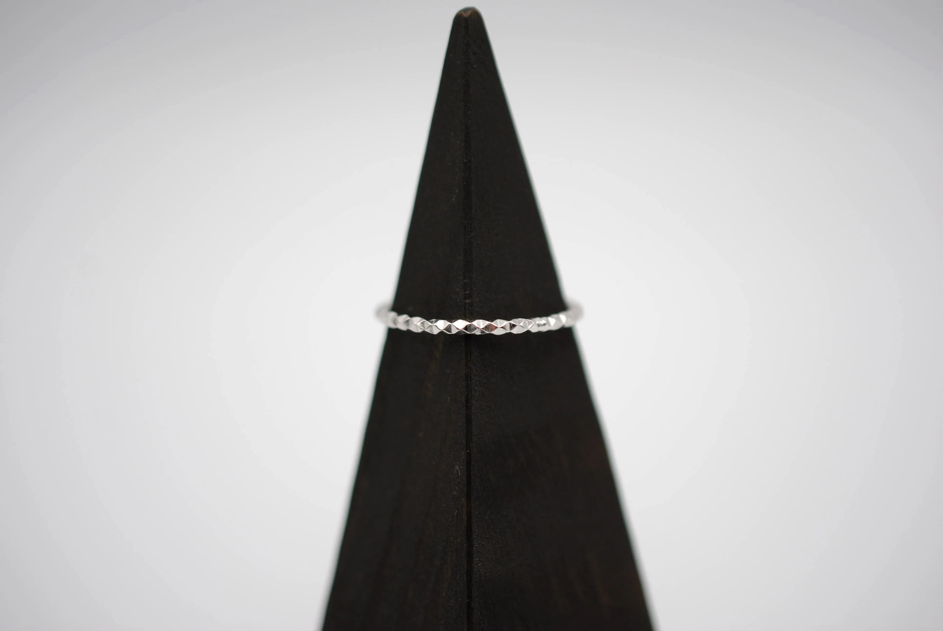 Stacking Ring: Sparkle Texture, Rhodium Finish, Medium Width