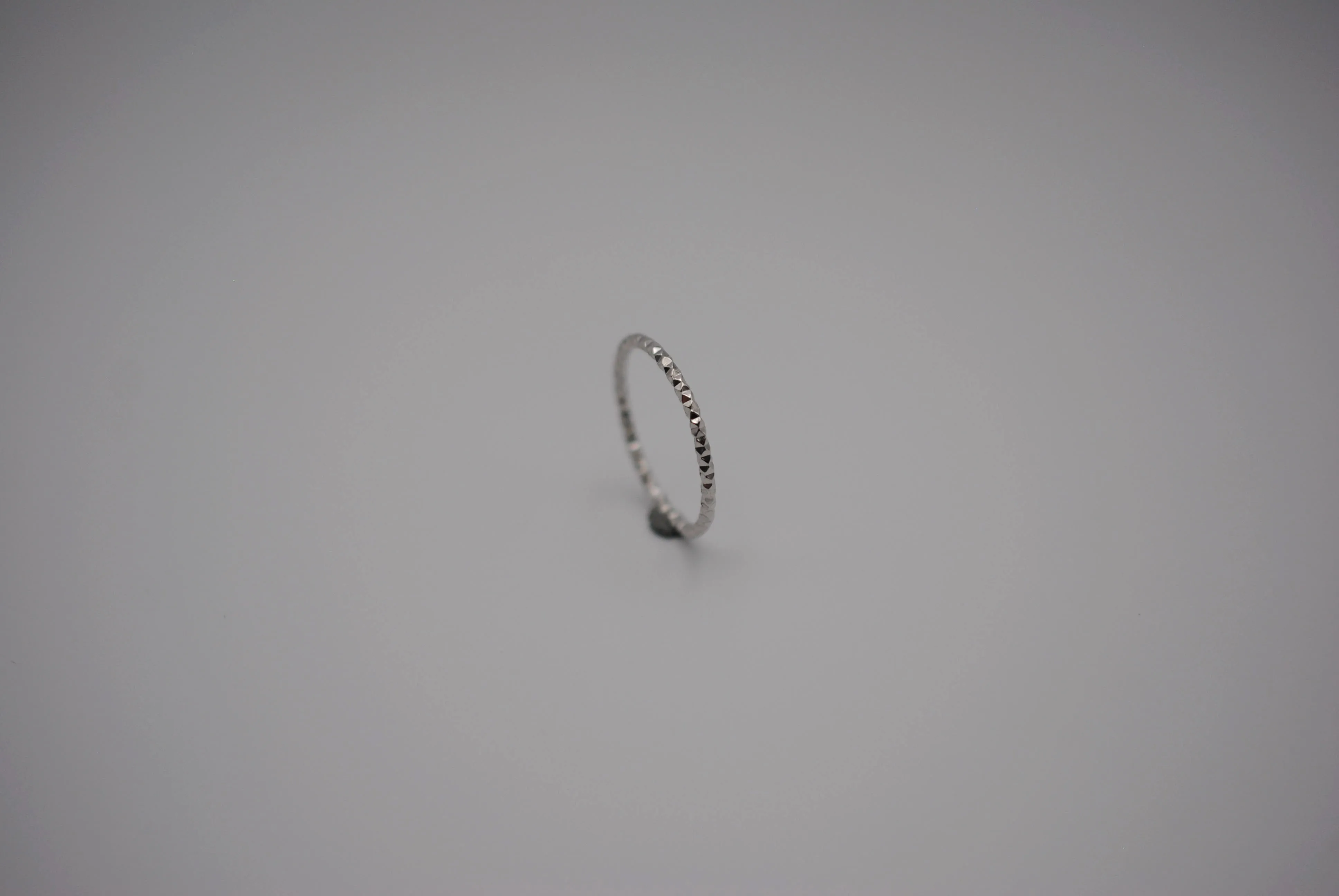 Stacking Ring: Sparkle Texture, Rhodium Finish, Medium Width