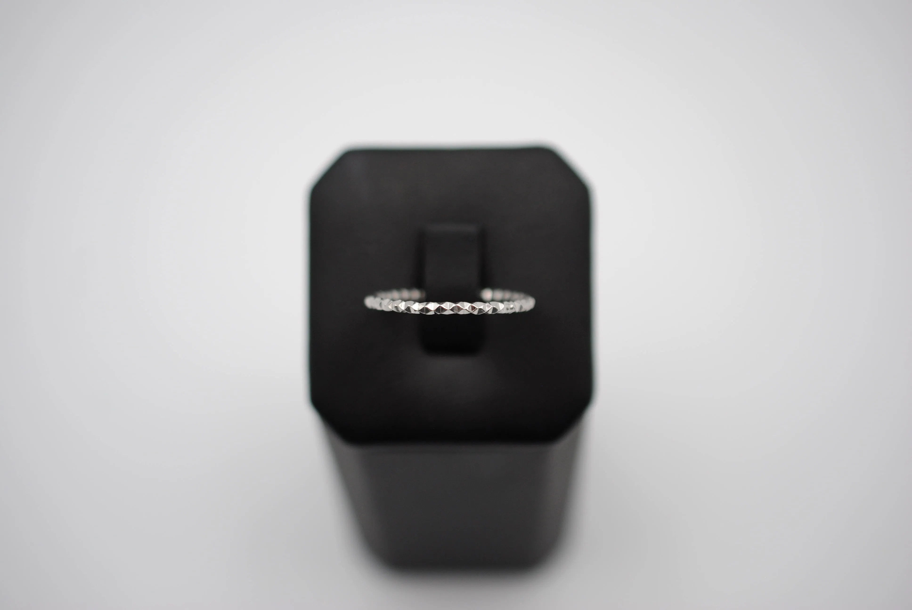 Stacking Ring: Sparkle Texture, Rhodium Finish, Medium Width