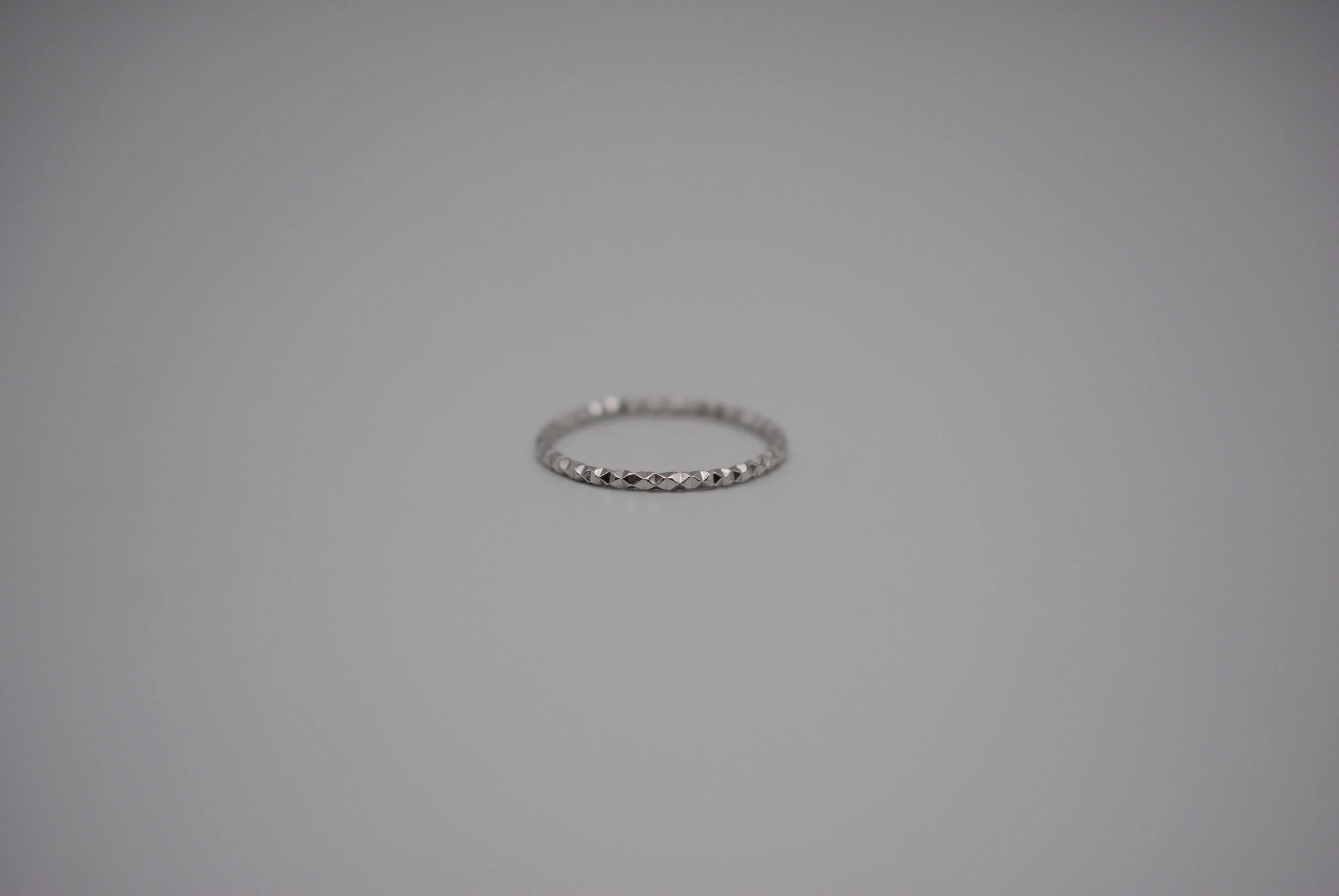 Stacking Ring: Sparkle Texture, Rhodium Finish, Medium Width