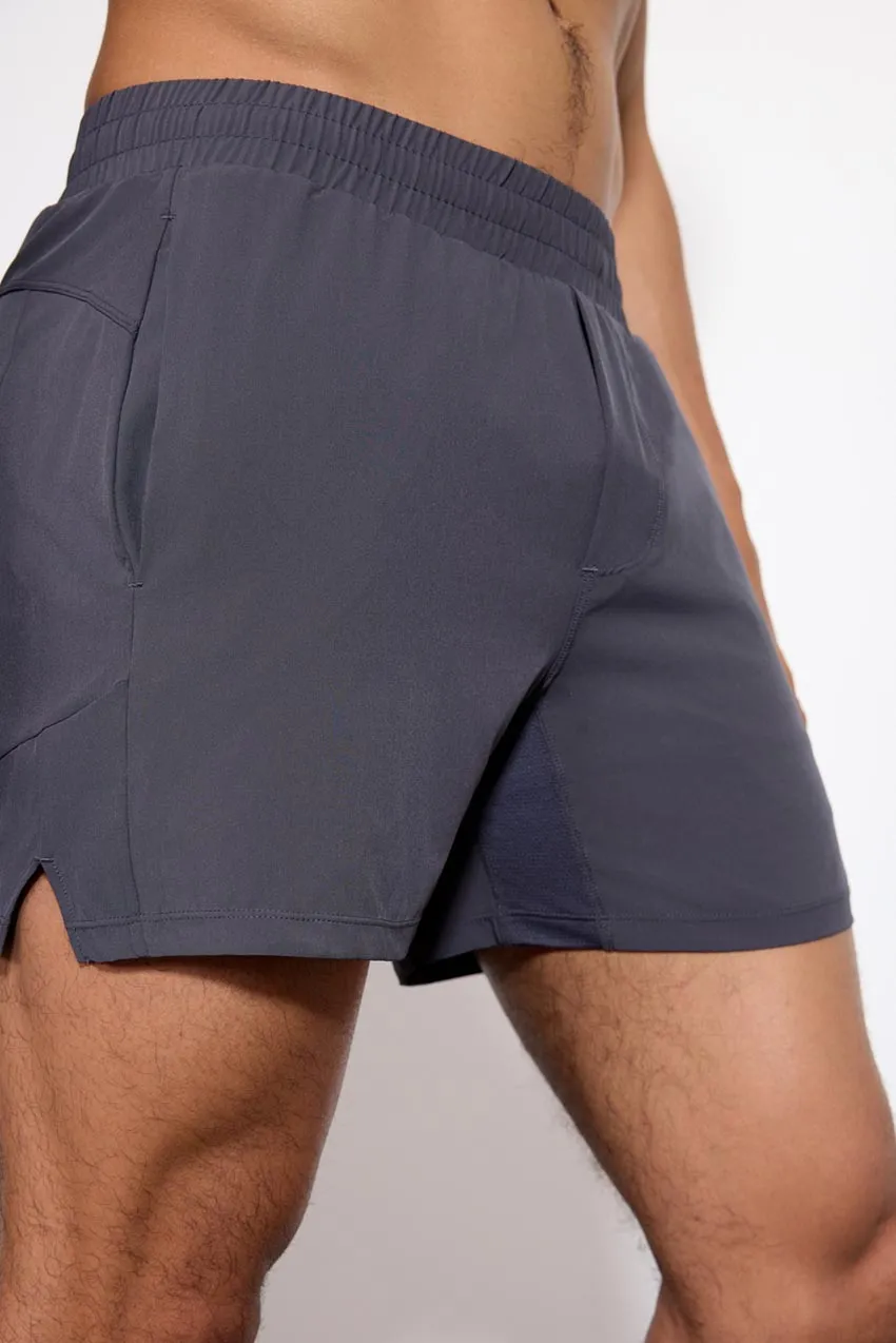 Stride Swim / Sweat Short with Liner - 5" - Asphalt/Persimmon