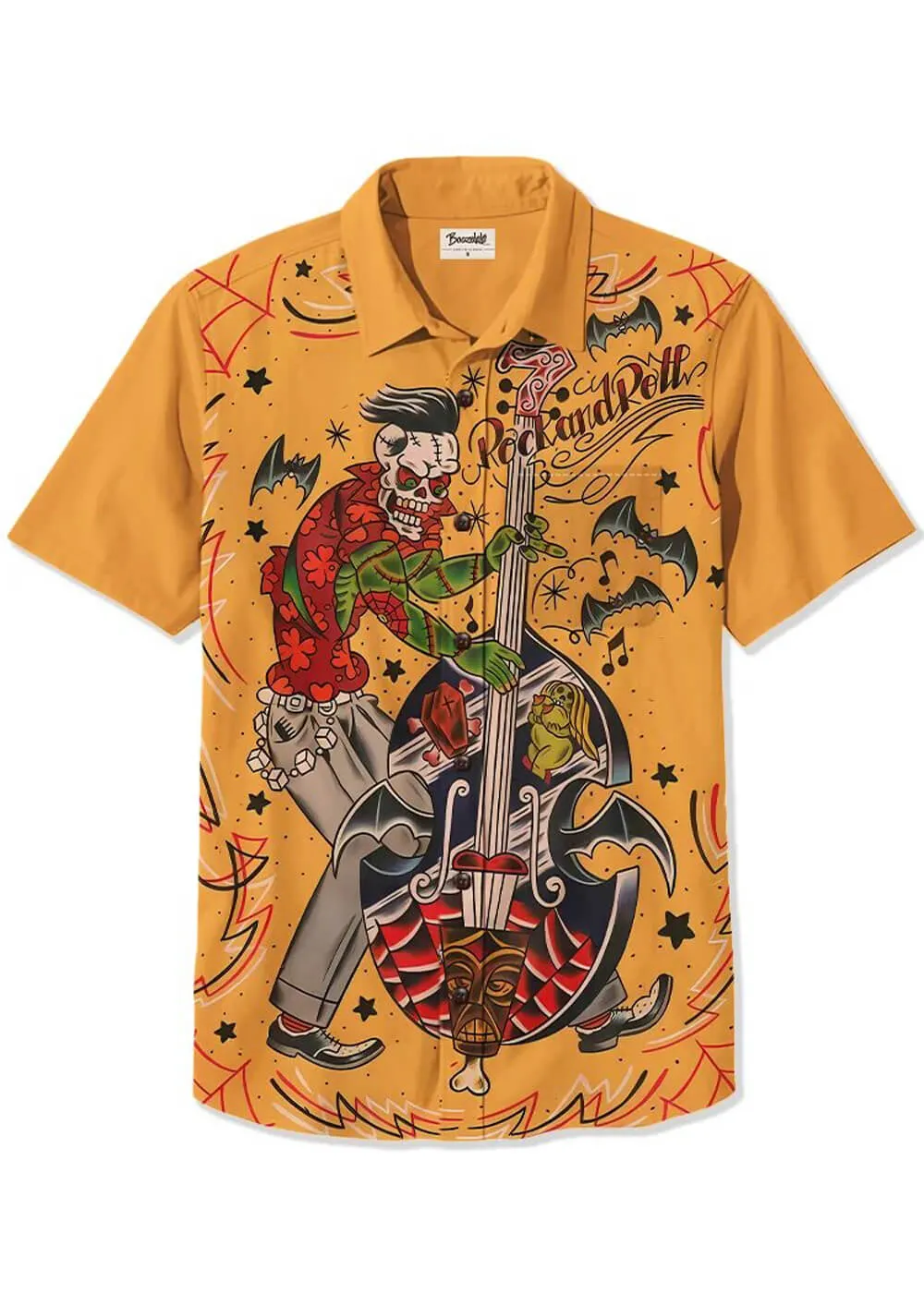 Succubus Gents Skull Rock And Roll Shirt Yellow