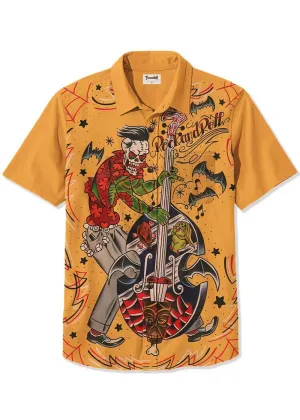 Succubus Gents Skull Rock And Roll Shirt Yellow