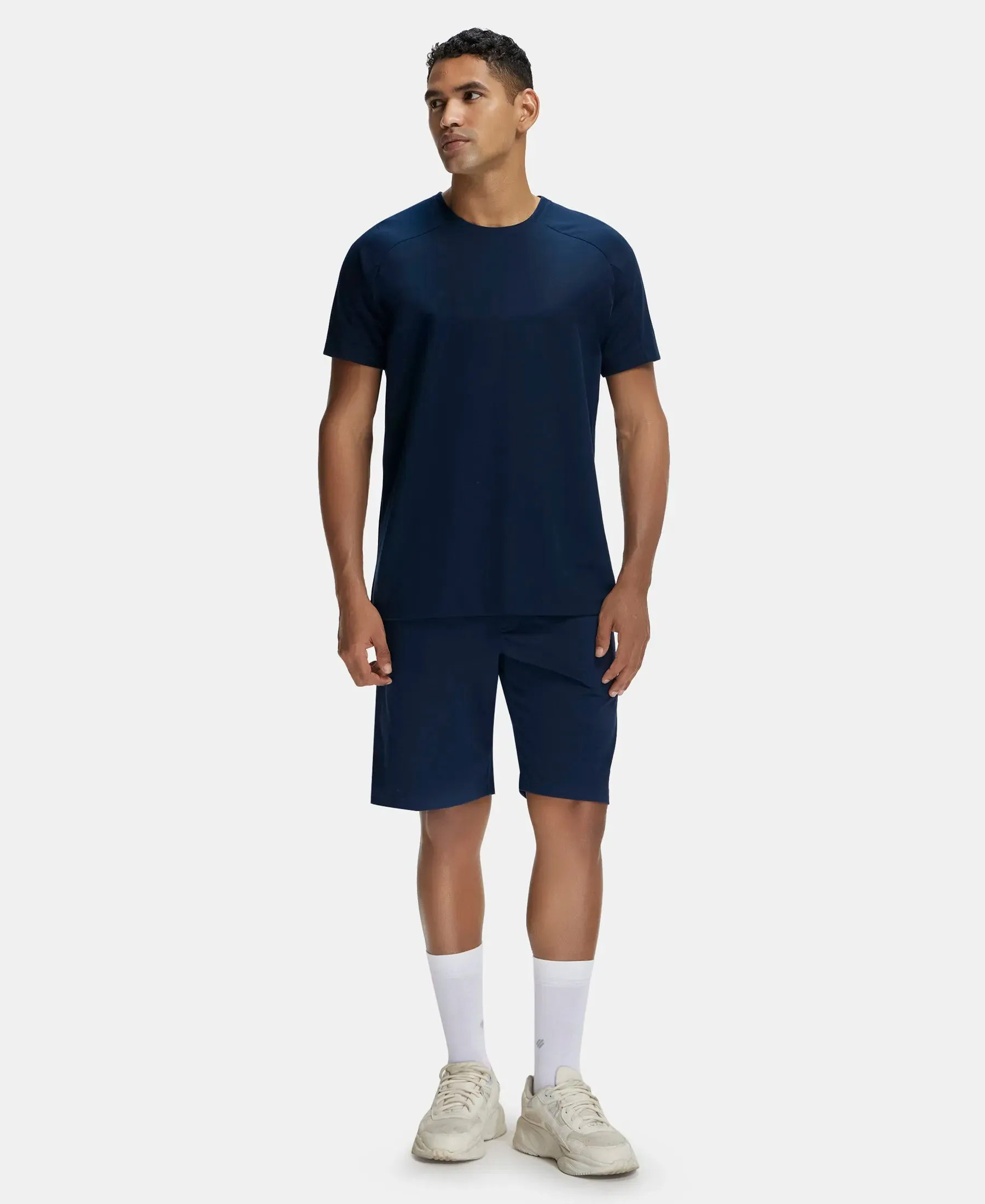 Super Combed Cotton Rich Shorts with StayFresh Treatment - Navy