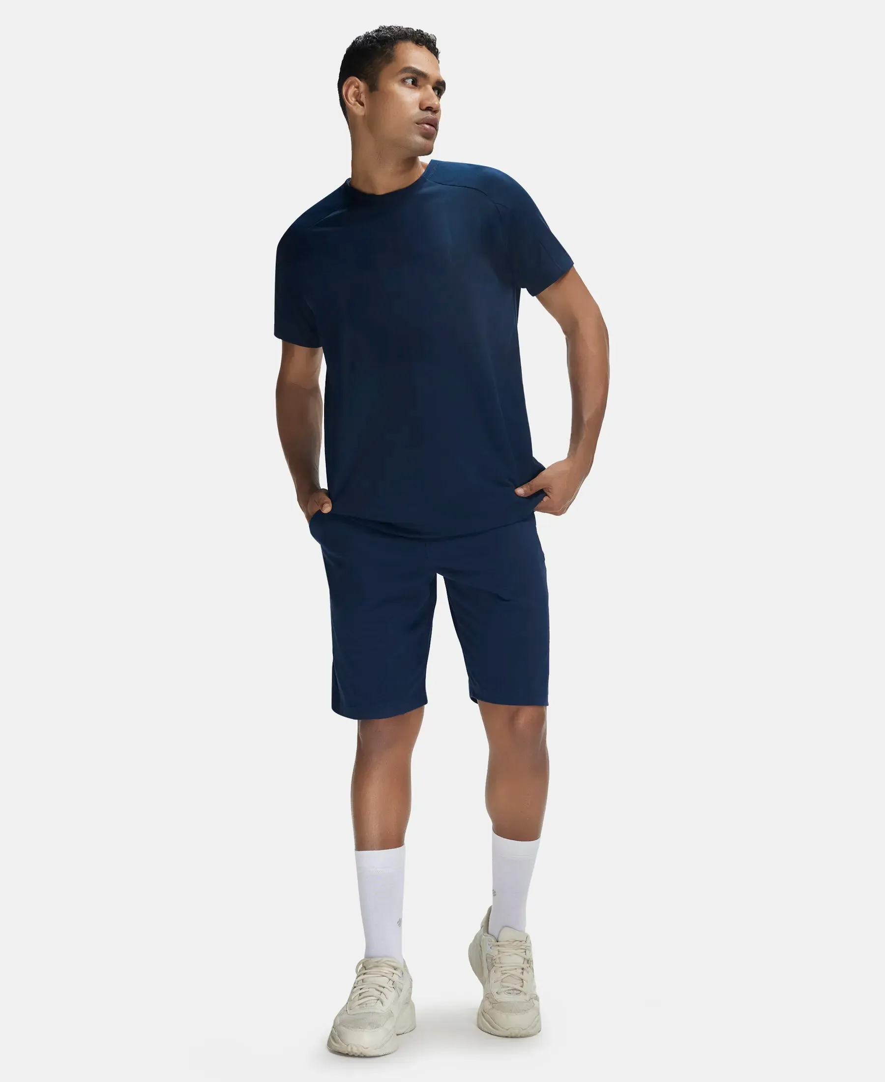 Super Combed Cotton Rich Shorts with StayFresh Treatment - Navy