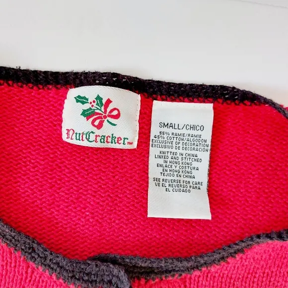 Teddy Bear Christmas Cardigan‎ sz Small Nutcracker Vintage Beaded Sweater