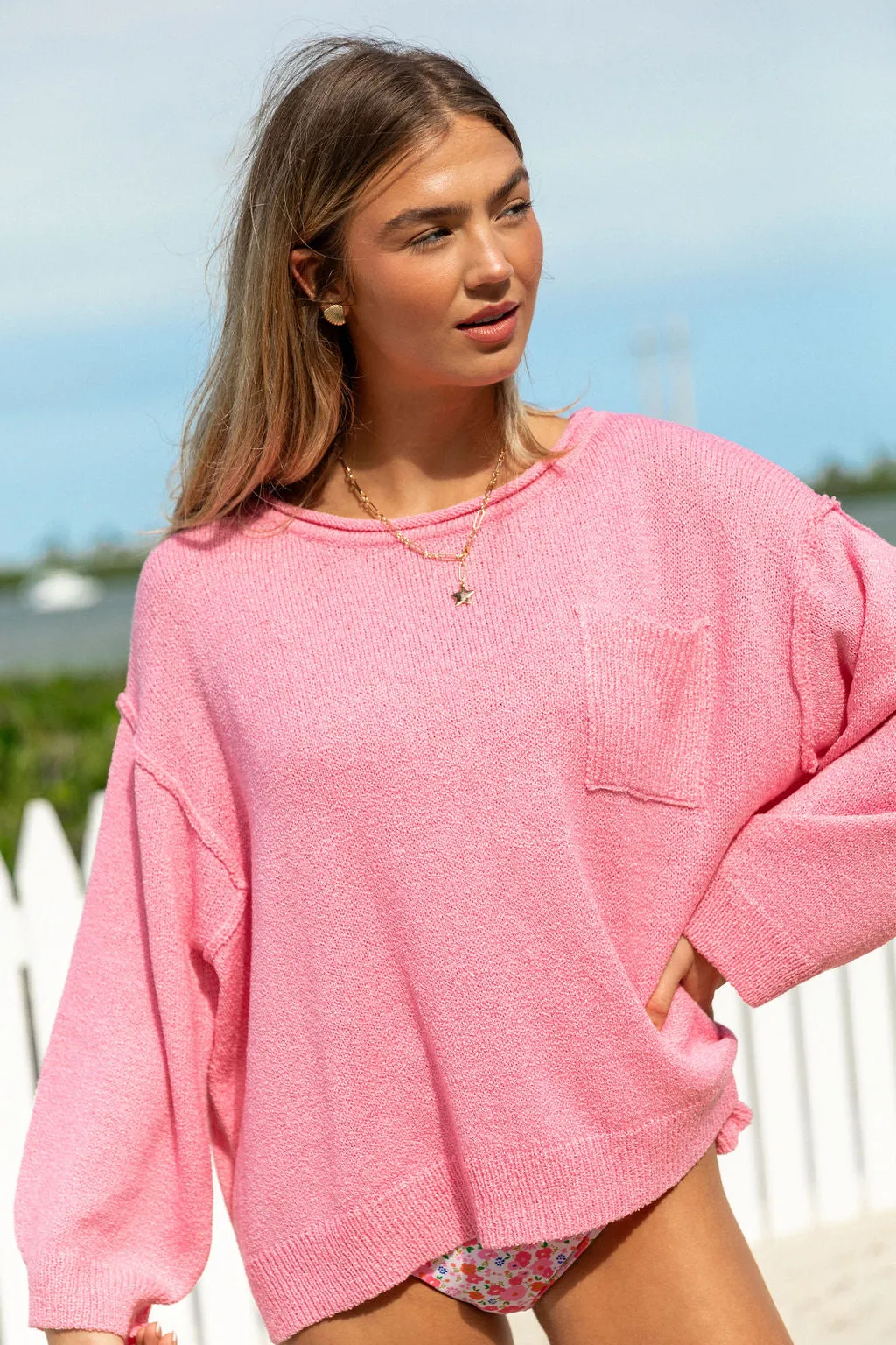 Tell Me Everything Cotton Candy Oversized Pocketed Light Weight Sweater SALE