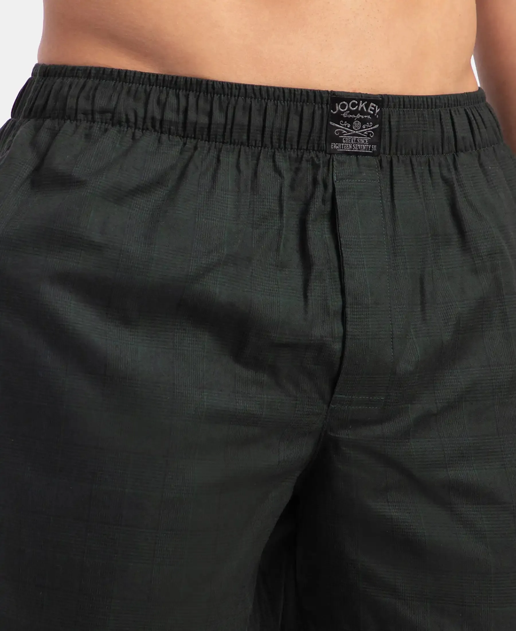 Tencel Lyocell Cotton Checkered Boxer Shorts with Side Pockets - Scarab