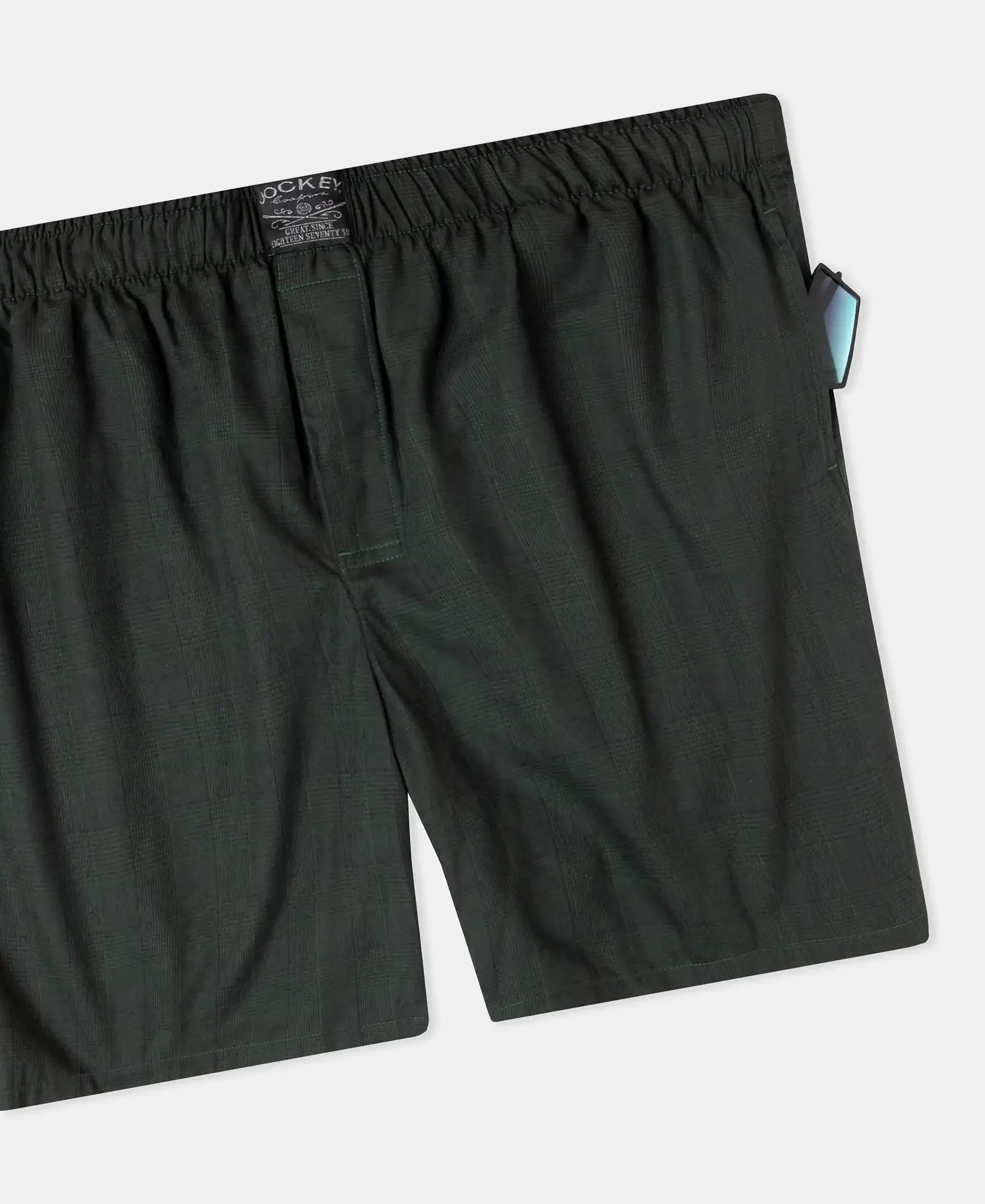 Tencel Lyocell Cotton Checkered Boxer Shorts with Side Pockets - Scarab