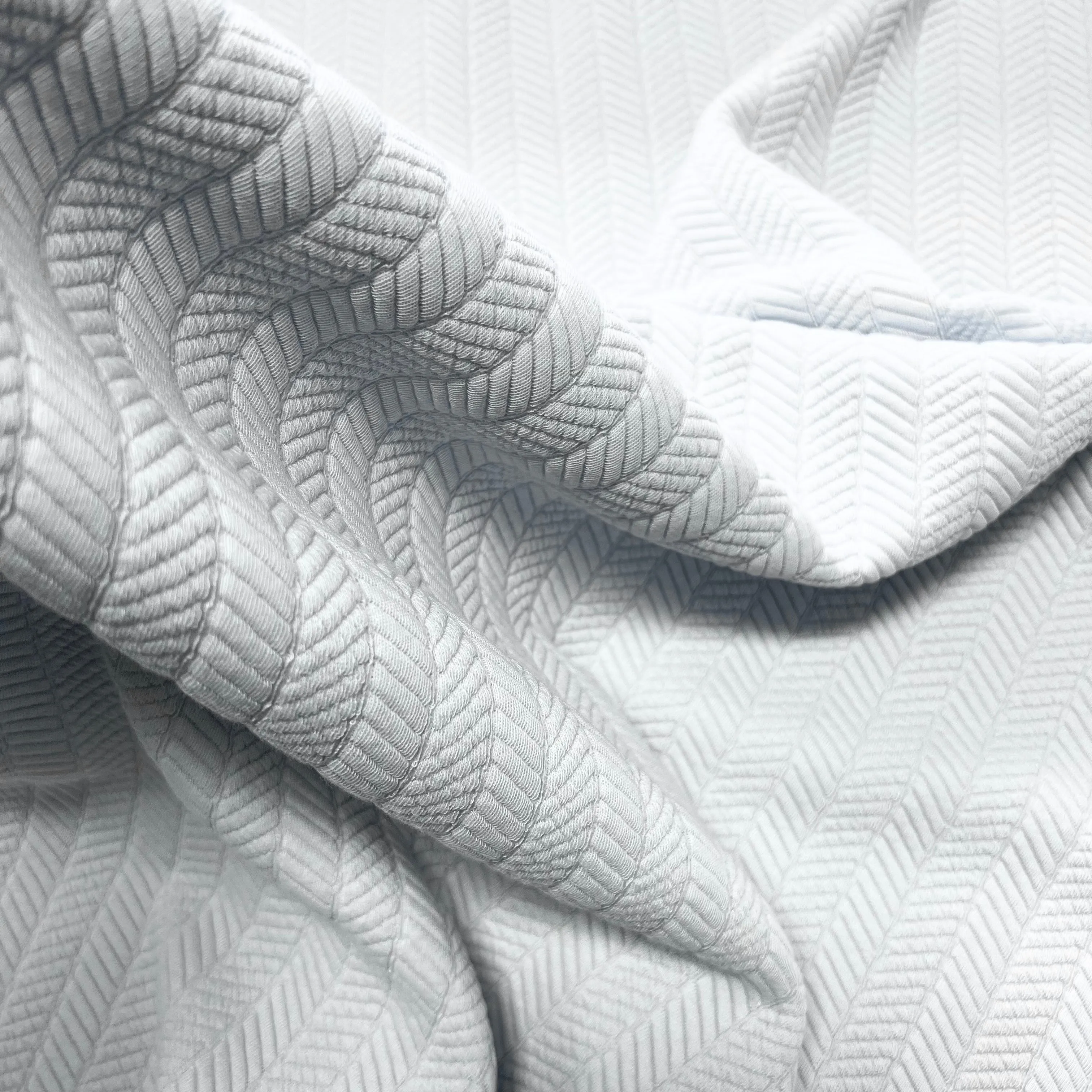 Textured Herringbone Jersey Sweatshirting - Baby Blue